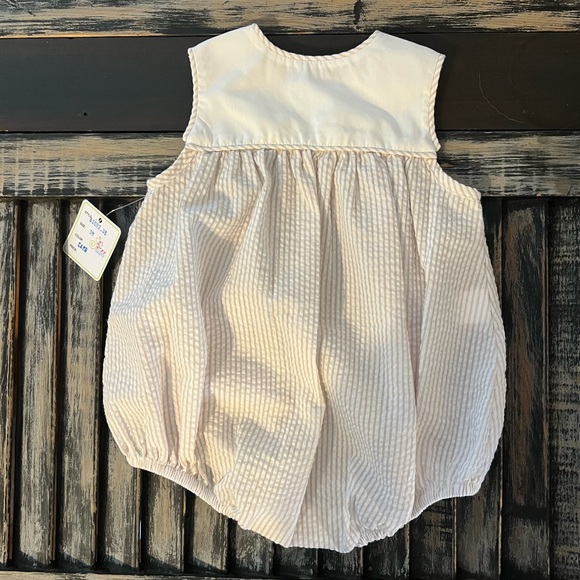 White + Tan Seersucker Bubble Sen Baby by Remember Nguyen - Picture 4 of 4